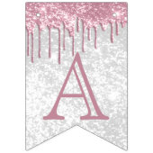 Aanpassen van verjaardag - Roze en witte glitter Vlaggetjes (Tweede vlag)