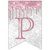 Aanpassen van verjaardag - Roze en witte glitter Vlaggetjes (Derde vlag)