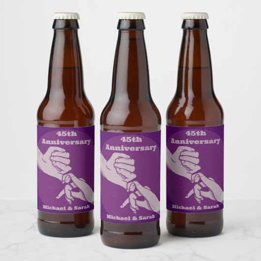 Aanpassen verjaardag romantisch paar hand in hand bier etiket (Flessen)