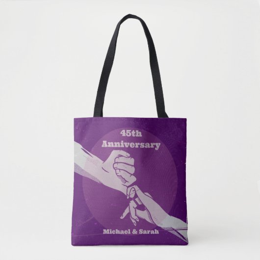 Aanpassen verjaardag romantisch paar hand in hand tote bag (Voorkant)