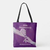 Aanpassen verjaardag romantisch paar hand in hand tote bag (Achterkant)