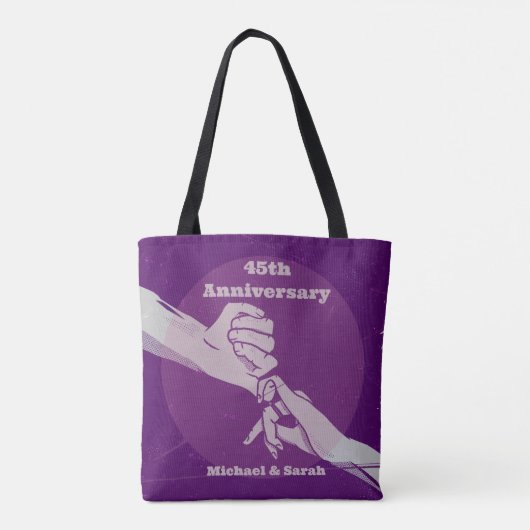 Aanpassen verjaardag romantisch paar hand in hand tote bag (Achterkant)