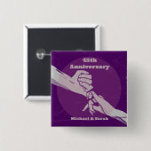 Aanpassen verjaardag romantisch paar hand in hand vierkante button 5,1 cm (Voorkant /achterkant)