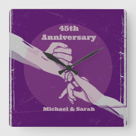 Aanpassen verjaardag romantisch paar hand in hand vierkante klok