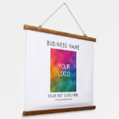 Aanpassen Voeg uw bedrijf Logo Text Sjabloon Hangend Wandkleed (Gebogen)