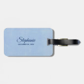 Aanpassen, volwassen borstdove op blauw bagagelabel (Achterkant horizontaal)