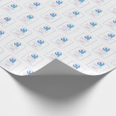 Aanpassen, volwassen borstdove op blauw cadeaupapier (Hoek)