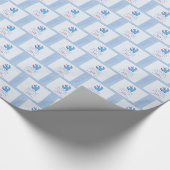 Aanpassen, volwassen borstdove op blauw cadeaupapier (Hoek)