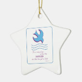 Aanpassen, volwassen borstdove op blauw keramisch ornament (Links)