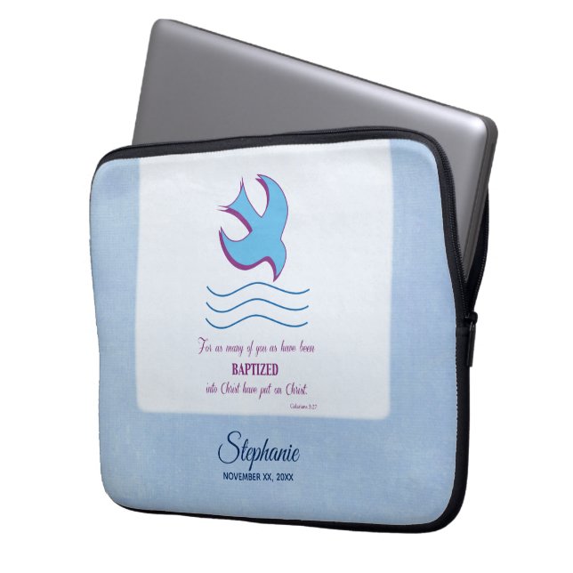 Aanpassen, volwassen borstdove op blauw laptop sleeve (Voorkant Links)