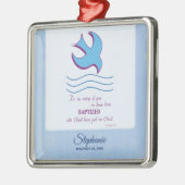 Aanpassen, volwassen borstdove op blauw metalen ornament (Links)