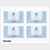 Aanpassen, volwassen borstdove op blauw rechthoekige sticker (Vel)