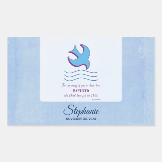 Aanpassen, volwassen borstdove op blauw rechthoekige sticker (Voorkant)