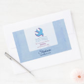 Aanpassen, volwassen borstdove op blauw rechthoekige sticker (Envelop)