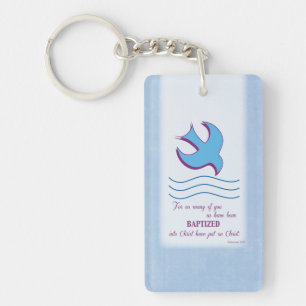 Aanpassen, volwassen borstdove op blauw sleutelhanger