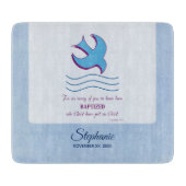 Aanpassen, volwassen borstdove op blauw snijplank (Voorkant)