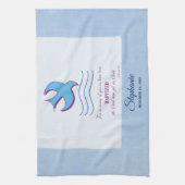 Aanpassen, volwassen borstdove op blauw theedoek (Verticaal)