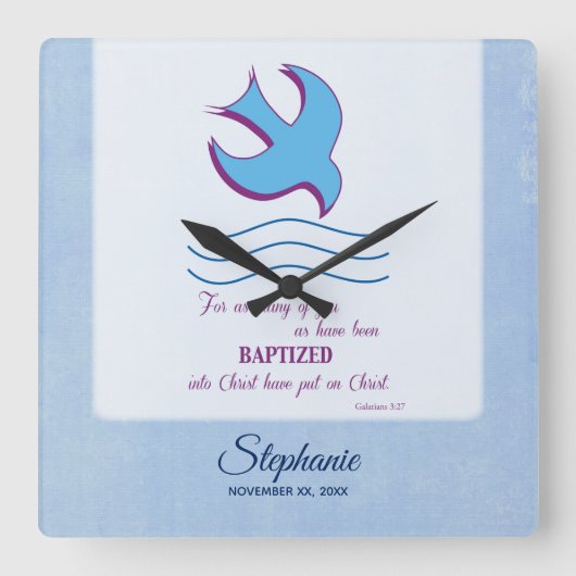 Aanpassen, volwassen borstdove op blauw vierkante klok (Voorkant)