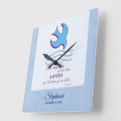 Aanpassen, volwassen borstdove op blauw vierkante klok (Hoek)