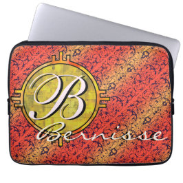 Aanpassen warm fiore oranje goud laptop sleeve
