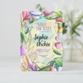 Aanpassen Waterverf omlijnde ventilator Save The Date (Staand voorkant)