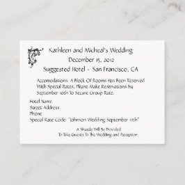 Aanpassen Wedding Hotel Accommodatie Insert Kaart