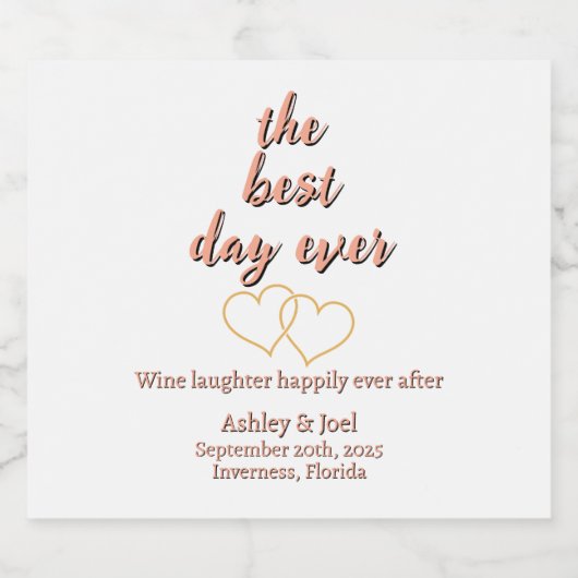 Aanpassen Wedding Repetitie Champagne Hearts Sparkling Wijnetiket (Enkel label)