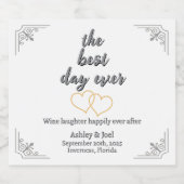 Aanpassen Wedding Repetitie Champagne Hearts Sparkling Wijnetiket (Enkel label)