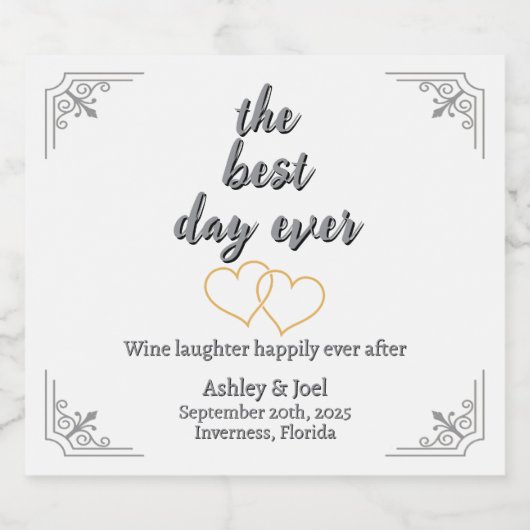 Aanpassen Wedding Repetitie Champagne Hearts Sparkling Wijnetiket (Enkel label)