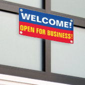 Aanpassen Welkom Open Voor Zakelijk Banner (Buitenkant Gebouw)
