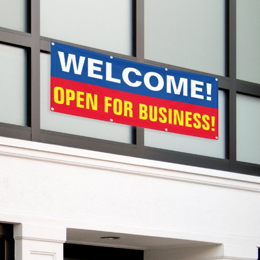 Aanpassen Welkom Open Voor Zakelijk Banner (Buitenkant Gebouw)