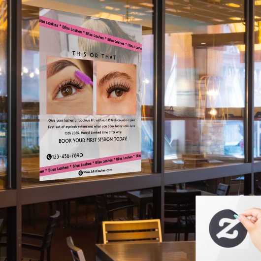 Aanpassen Wimper Extensions Beauty Studio Promo Raamsticker (Restaurant Raam)