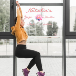 Aanpassen Yoga Studio Roze Lotus Bloem Raamsticker
