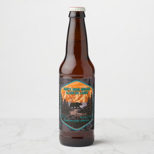 Aanpassen Zwart Beer Natuur Bergen Blauw Bier Etiket (Voorkant)