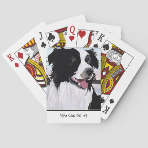 Aanpassen Zwart-wit Border Collie Glimlachen Pokerkaarten