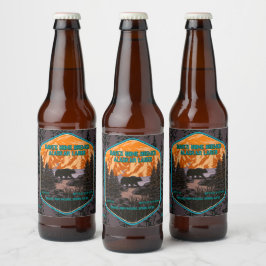 Aanpassen Zwarte Beer Natuur Bergen Blauw Bier Etiket