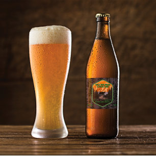 Aanpassen Zwarte Beer Natuur Bergen Groen Bier Etiket