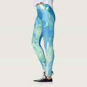Aanpassing Blauw groen wit, modern Abstract Leggings (Links)