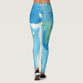 Aanpassing Blauw groen wit, modern Abstract Leggings (Achterkant)