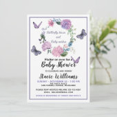 Aanpassing Butterfly Kisses Baby shower Invitation Kaart (Staand voorkant)