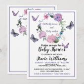 Aanpassing Butterfly Kisses Baby shower Invitation Kaart (Voorkant / Achterkant)