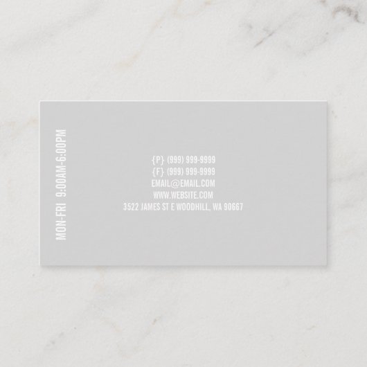 Aanpassing, dageraad, dageraad, naaddruk visitekaartje (Achterkant)