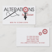 Aanpassing, kleding, dageraad, naaddruk visitekaartje (Voorkant / Achterkant)