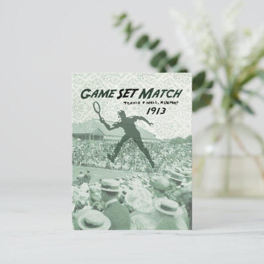 Aanpassing spelset: Vintage Tennis poster Briefkaart (Staand voorkant)