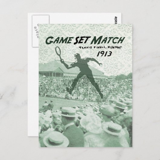 Aanpassing spelset: Vintage Tennis poster Briefkaart (Voorkant / Achterkant)