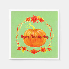 Aanpassing Thanksgiving Waterverf pompoen cocktail Servet