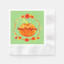 Aanpassing Thanksgiving Waterverf pompoen cocktail Servet