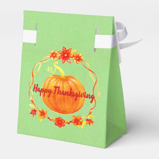 Aanpassing Thanksgiving Waterverf pompoen op groen Bedankdoosjes (Achterkant)