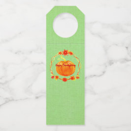 Aanpassing Thanksgiving Waterverf pompoen op groen Flessenhanger