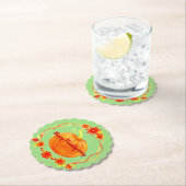 Aanpassing Thanksgiving Waterverf pompoen op groen Kartonnen Onderzetters (Insitu)